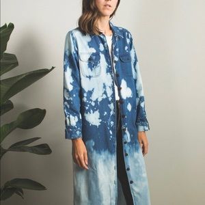 Bleached Denim Button up Long